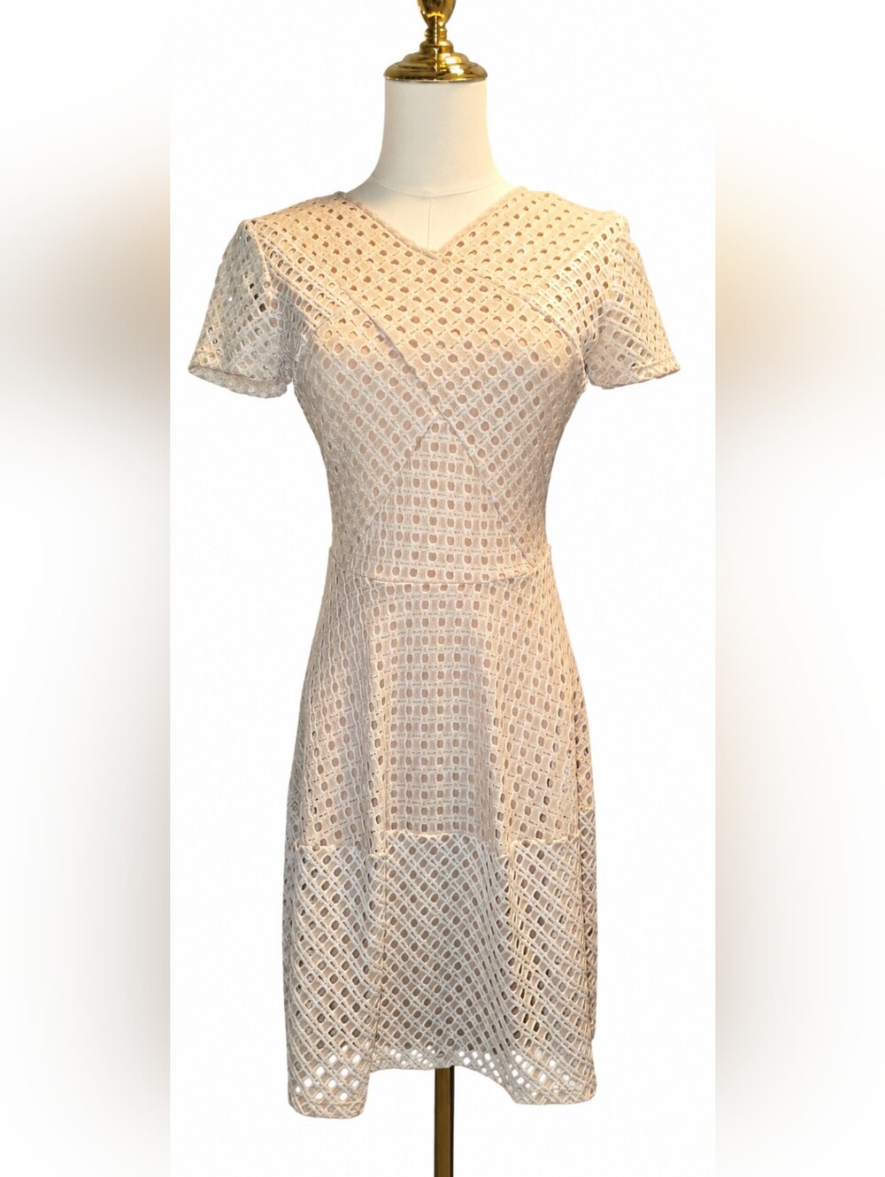 BCBGMAXAZRIA Elyze Eyelet Lace A-Line Dress - Size XS